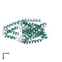 PDB entry 4ruf coloured by chain, top view.