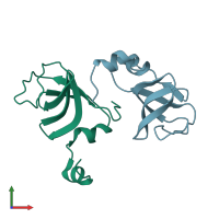 PDB entry 4rug coloured by chain, front view.