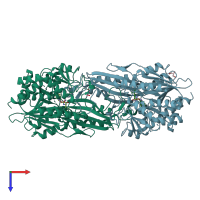 PDB entry 4ruh coloured by chain, top view.