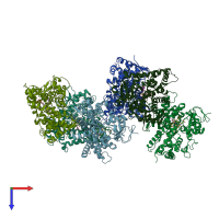 PDB entry 4rui coloured by chain, top view.