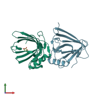 PDB entry 4run coloured by chain, front view.