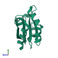 PDB entry 4ruv coloured by chain, side view.