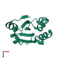 PDB entry 4ruv coloured by chain, top view.
