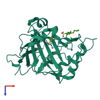 PDB entry 4ruy coloured by chain, top view.