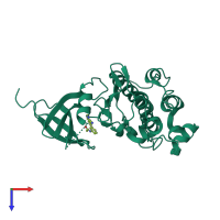 PDB entry 4rvk coloured by chain, top view.