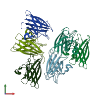 PDB entry 4rvp coloured by chain, front view.