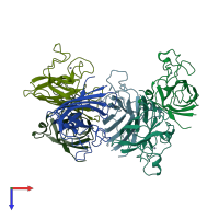 PDB entry 4rvp coloured by chain, top view.