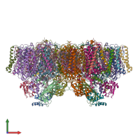 PDB entry 4rvy coloured by chain, front view.