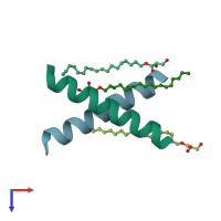 PDB entry 4rwb coloured by chain, top view.