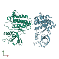 PDB entry 4rwi coloured by chain, front view.