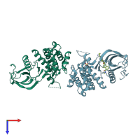 PDB entry 4rwl coloured by chain, top view.