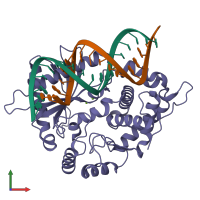 PDB entry 4rwo coloured by chain, front view.
