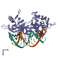 PDB entry 4rwo coloured by chain, top view.