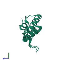 PDB entry 4rwu coloured by chain, side view.