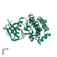 PDB entry 4rx7 coloured by chain, top view.