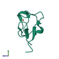 PDB entry 4rxn coloured by chain, side view.