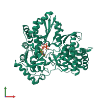 Monomeric assembly 2 of PDB entry 4ry5 coloured by chemically distinct molecules, front view.