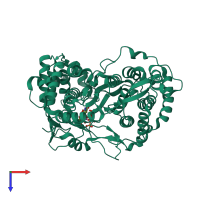 Monomeric assembly 2 of PDB entry 4ry5 coloured by chemically distinct molecules, top view.