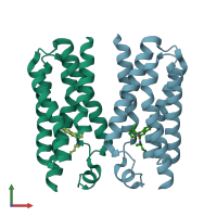 PDB entry 4ryi coloured by chain, front view.