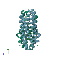 PDB entry 4ryi coloured by chain, side view.