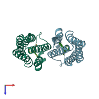 PDB entry 4ryi coloured by chain, top view.