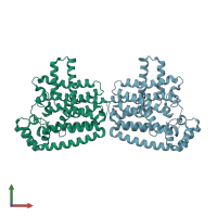 PDB entry 4ryp coloured by chain, front view.