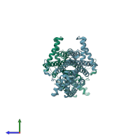 PDB entry 4ryp coloured by chain, side view.