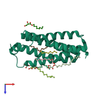 PDB entry 4ryq coloured by chain, top view.