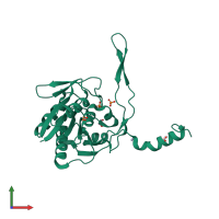 PDB entry 4ryt coloured by chain, front view.