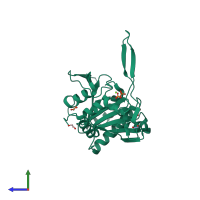 PDB entry 4ryt coloured by chain, side view.