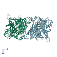 PDB entry 4ryz coloured by chain, top view.