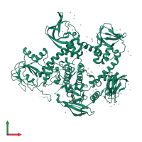 PDB entry 4rz7 coloured by chain, front view.