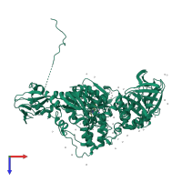 PDB entry 4rz7 coloured by chain, top view.