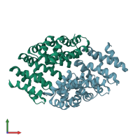 PDB entry 4rzp coloured by chain, front view.