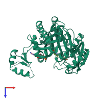 PDB entry 4rzq coloured by chain, top view.