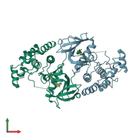 PDB entry 4rzw coloured by chain, front view.