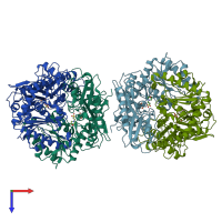 PDB entry 4rzy coloured by chain, top view.