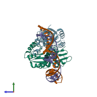PDB entry 4s05 coloured by chain, side view.