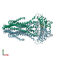 PDB entry 4s0f coloured by chain, front view.