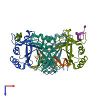 PDB entry 4s0n coloured by chain, top view.