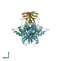PDB entry 4s0t coloured by chain, side view.
