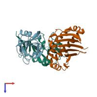PDB entry 4s0u coloured by chain, top view.