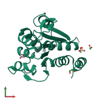 PDB entry 4s0z coloured by chain, front view.