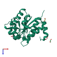 PDB entry 4s0z coloured by chain, top view.