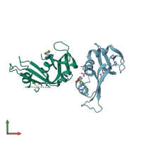 PDB entry 4s18 coloured by chain, front view.