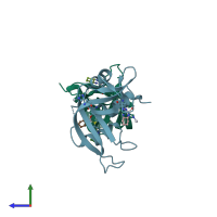 PDB entry 4s18 coloured by chain, side view.