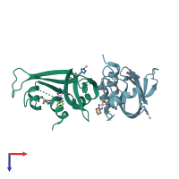 PDB entry 4s18 coloured by chain, top view.