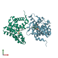 PDB entry 4s1b coloured by chain, front view.