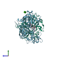 PDB entry 4s1g coloured by chain, side view.
