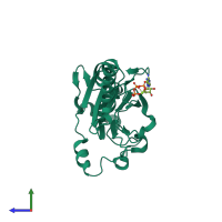 PDB entry 4s1k coloured by chain, side view.